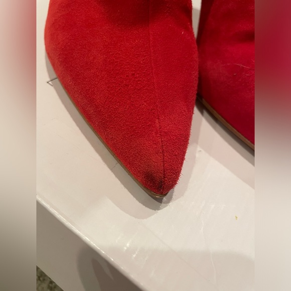 Leith Macee Holiday Red Suede Leather Boots Booties Heels Size 9 - Picture 2 of 12